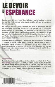 Le devoir d'espérance, 4e de couv.