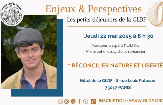 Enjeux & perspectives : Petit déjeuner de la GLDF avec le philosophe, essayiste et romancier Gaspard KOENIG, sur le thème : “Réconcilier nature et liberté”.