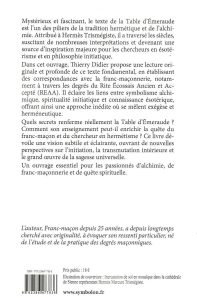 La Table d'Émeraude, 4e de couv.