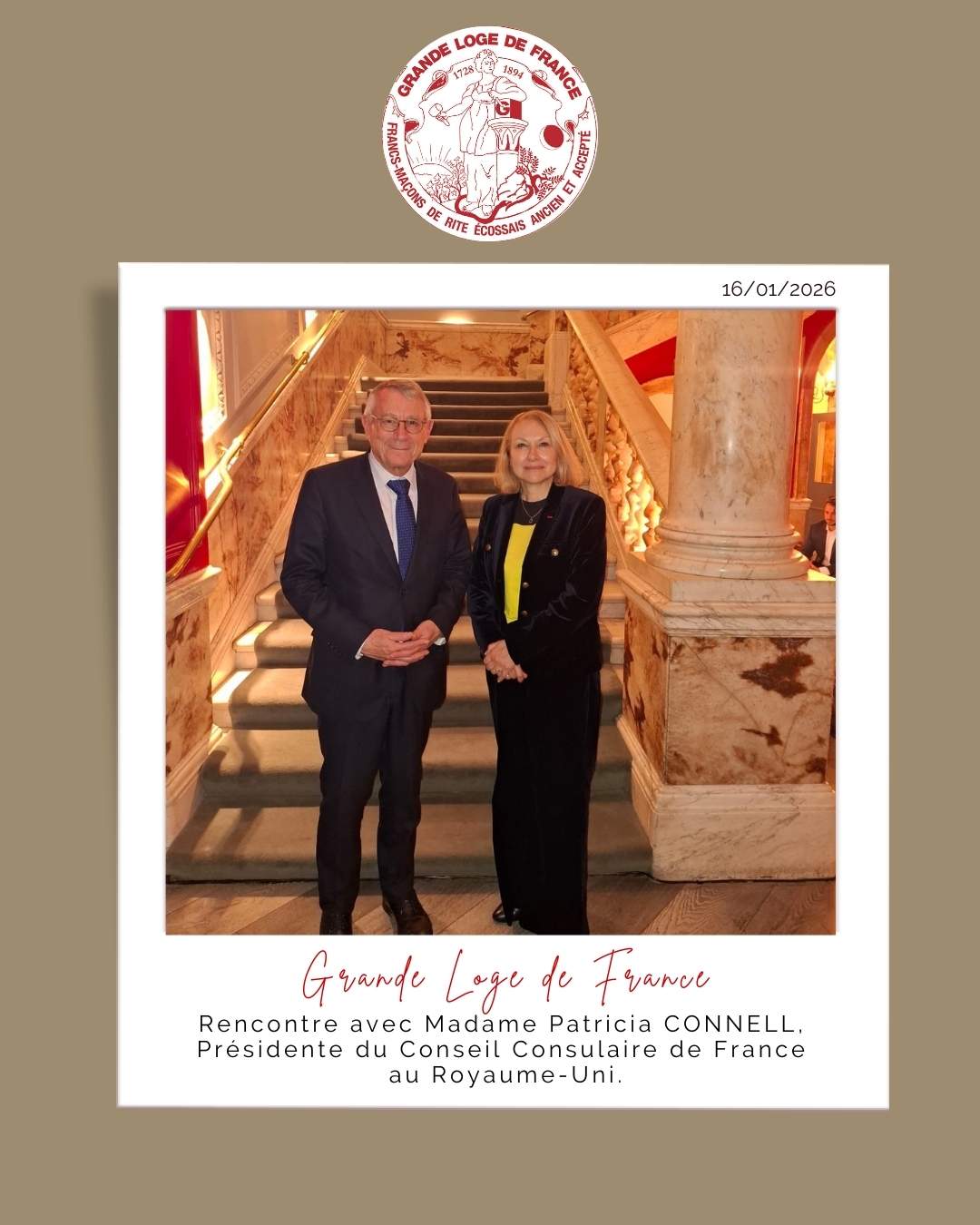 Le Grand Maître de la Grande Loge de France en déplacement à Londres
