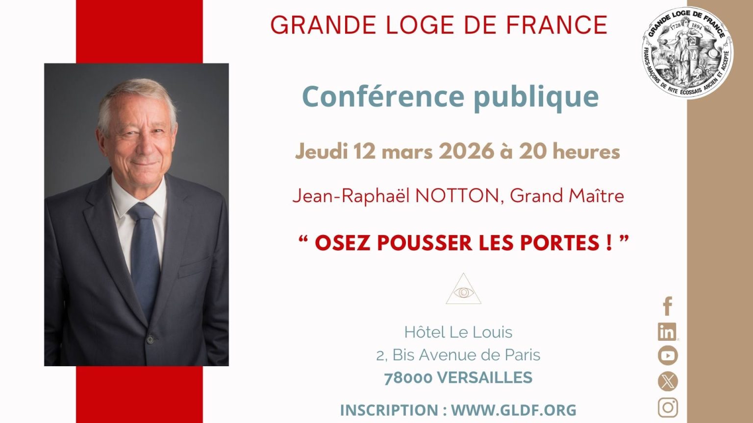 Jean Raphael Notton Conférence publique de Jean-Raphël Notton, Grand Maître de la GLDF le ...