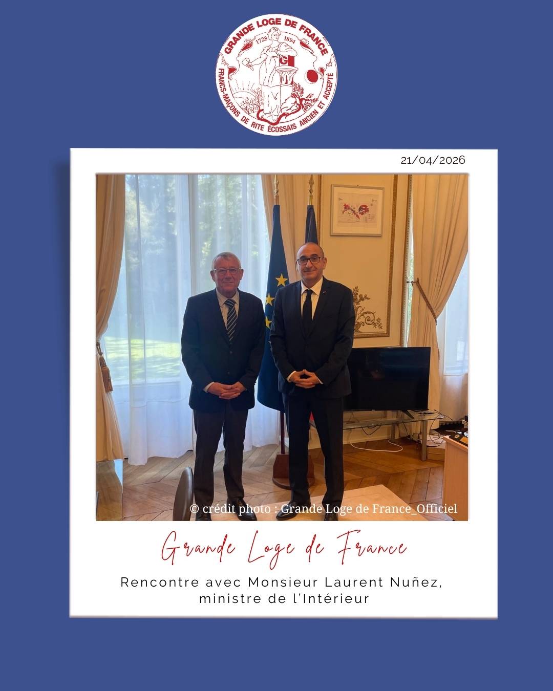 La Grande Loge de France reçue place Beauvau
